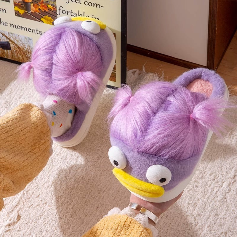 Indoor Home Use Ugly, Cute, Funny, Thick Soled Warm Fur Plush Slippers