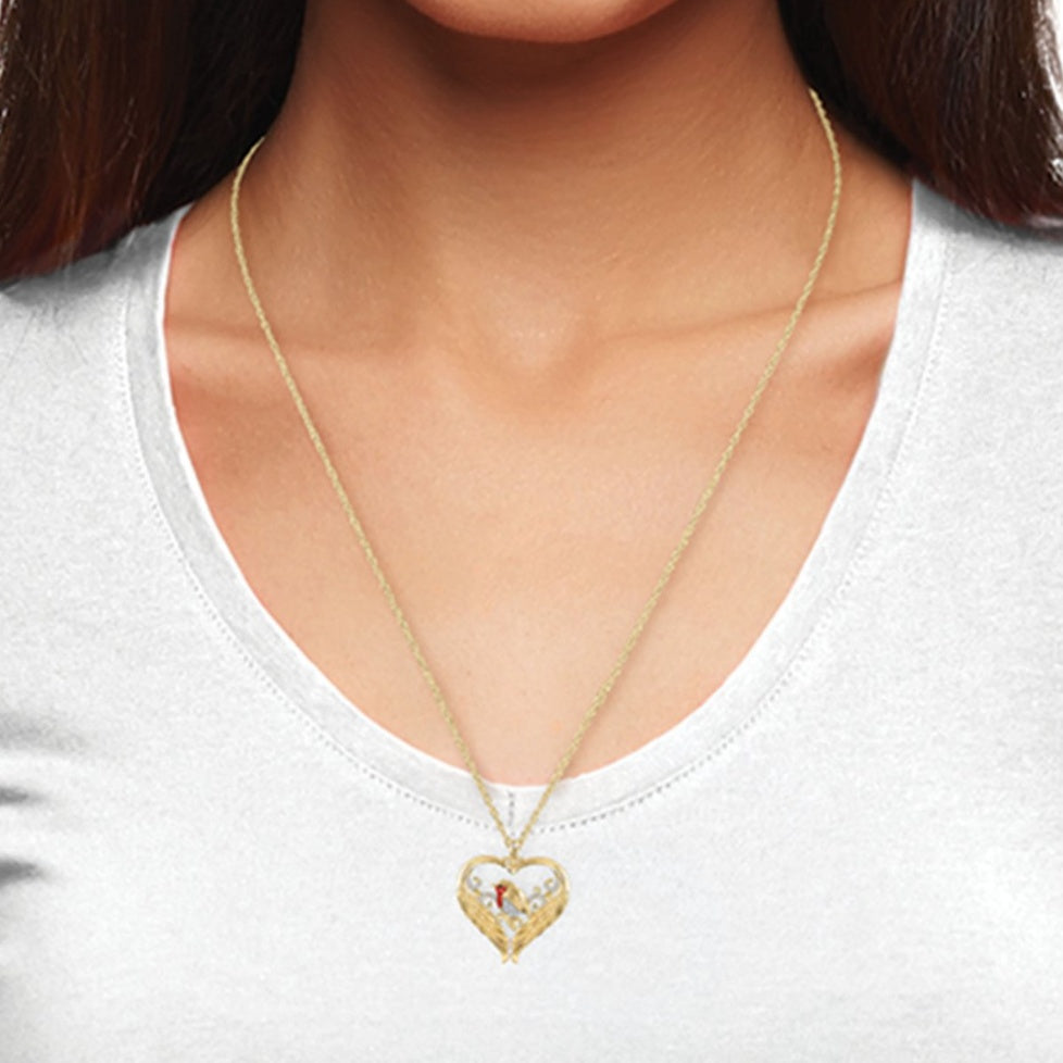 Charm We're Never Far Apart Heart Wings Pendant Gold Color Plated Red Enamel Birds Sparrow Pendant Necklace Women Jewelry Kolye