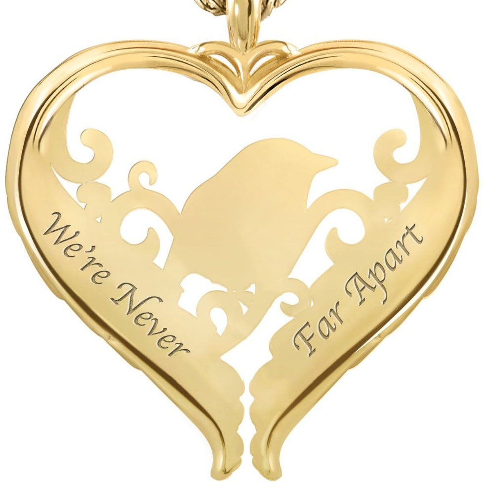 Charm We're Never Far Apart Heart Wings Pendant Gold Color Plated Red Enamel Birds Sparrow Pendant Necklace Women Jewelry Kolye