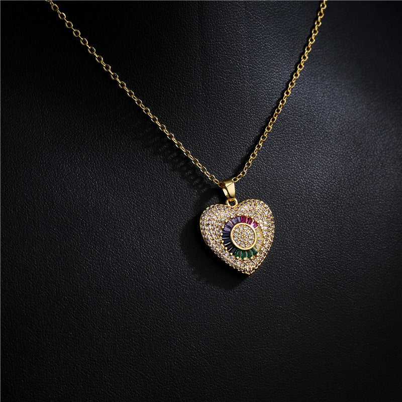 Jewelry 18K Real Gold Electroplating Full Diamond Love Pendant Necklace Women